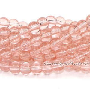 Chinese 8mm Round Glass Beads rosaline, hole 1mm, about 42pcs per strand