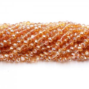 70 pieces 8x10mm Crystal Rondelle Bead,Amber half AB