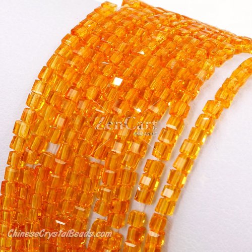 2x2mm cube crytsal beads, orange, 180pcs