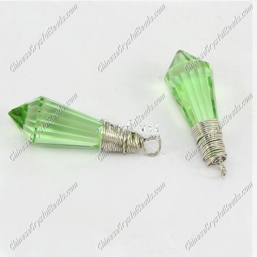 Wire Working Crystal Icicle Drop Pendant, 8x20mm, lime green, sold by 1 pc