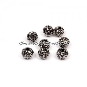 50pcs, 8mm Pave clay disco beads, hole: 1mm, silver