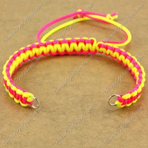 Pave chain, nylon cord, neon yellow and neon fuchsia, wide : 7mm, length:14cm