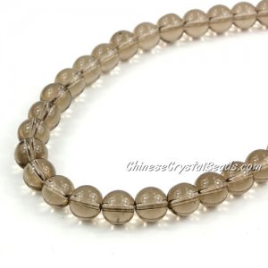 Chinese 8mm Round Glass Beads gray, hole 1mm, about 50pcs per strand