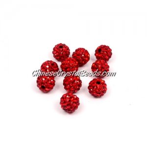 50pcs, 8mm Pave clay disco beads, hole: 1mm, red