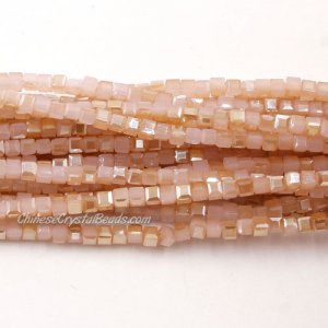 180pcs 2mm Cube Crystal Beads, pink jade and brown light