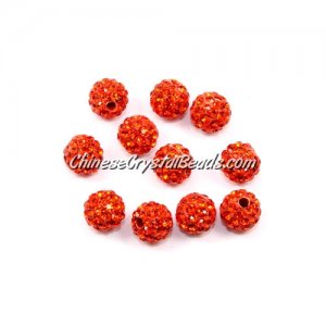 50pcs, 8mm Pave clay disco beads, hole: 1mm, orange