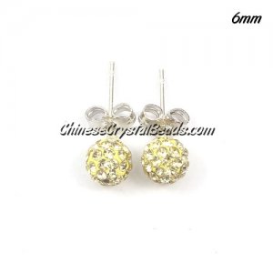 Pave Drop Earrings, 6mm, lt yellow, sold 1 pair