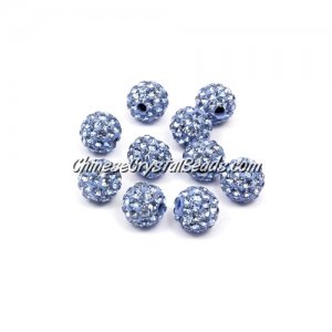 50pcs, 8mm Pave beads, hole: 1mm, light sapphire