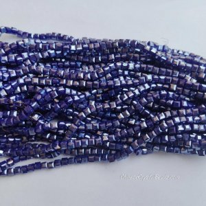 4mm Cube Crystal beads about 95Pcs, sapphire light