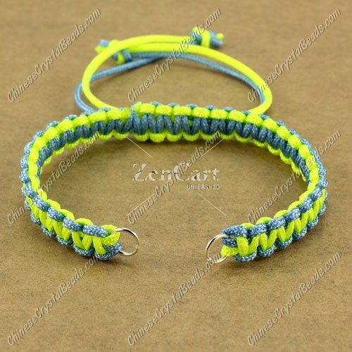 Pave chain, nylon cord, sky blue and neon yellow, wide : 7mm, length:14cm