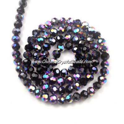 Chinese Crystal 4mm Long Round Bead Strand, black and half rainbow, about 100 beads