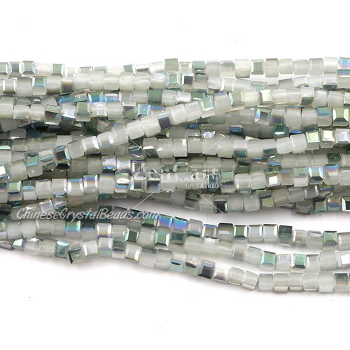 180pcs 2mm Cube Crystal Beads, white jade and green light