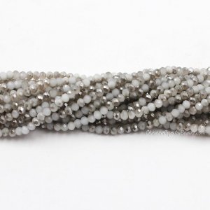 130 beads 3x4mm crystal rondelle beads white jade half gray light