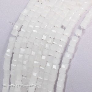 2x2mm cube crytsal beads, white jade, 180pcs