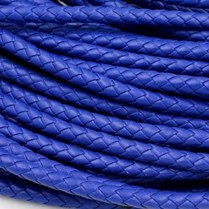 2 Meters 7mm Round Braided Bolo Synthetic Leather Jewelry Cord String, navy blue